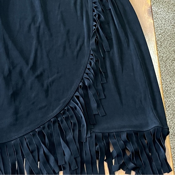 Chico's Travelers black long wrap-style fringe hem skirt - Picture 5 of 7